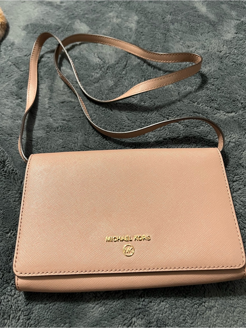 Michael Kors Blush Saffiano Leather Crossbody with Gold Hardware